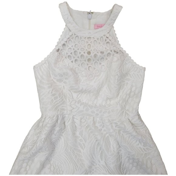 Lilly Pulitzer - White Lace Midi Dress W/ Halter Neckline, size 00 - Picture 3 of 7